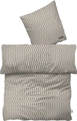 Produktbild von Satin-Bettwäsche - 200 x 200 cm - Taupe - Baumwolle - mit Reißverschluss