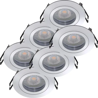 Produktbild von 6er Set Oktaplex Einbaustrahler dimmbar rund Alu inkl. LED Modul 3.000K warmweiß - Deckenspot Aluminium gebürstet