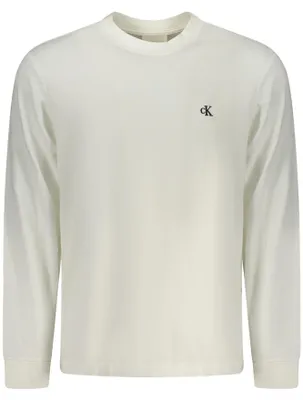 Produktbild von Weißes Herren Langarmshirt mit Logo-Stickerei und Rundhalsausschnitt