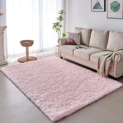 Produktbild von Famanu Hochflor Shaggy Teppich - Modernes, weiches Teppich für Wohnzimmer, Schlafzimmer und Kinderzimmer (200 x 300 cm, rosa)