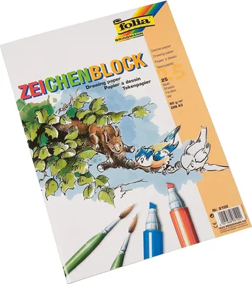 Immagine prodotto di folia 8102 folia Zeichenblock, 80 g/qm, DIN A3, 25 Blatt