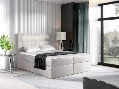 Obrázok produktu pre Americká dvojlôžková posteľ 180x200 RODRIGO - biela + topper a LED osvetlenie ZDARMA