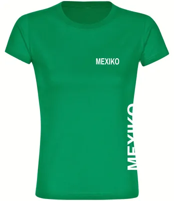 Produktbild von multifanshop Damen T-Shirt - Mexiko - Brust & Seite, grün, Größe M
