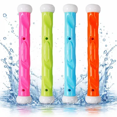 Produktbild von Tauchringe & Tauchstäbe für Kinder & Erwachsene – Wasserspielzeug für Pool, Schwimmbad & Tauchspiele (4x Tauchstab)