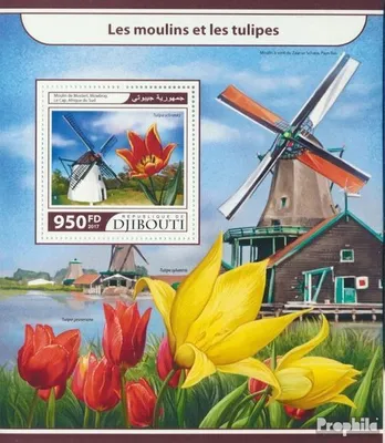 Produktbild von Briefmarken Dschibuti 2017 Mi Block 643 (kompl. Ausg.) postfrisch Windmühlen und Tulpen