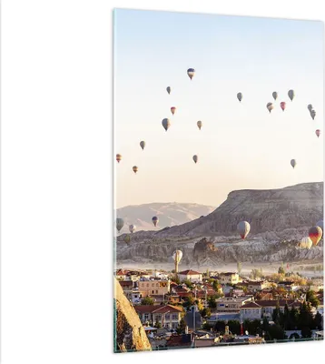 Produktbild von Bilder auf glas - Einteilig - Berge Ballon Flug - 80x120cm - Glasbilder - Wandbilder - Bilder - zum Aufhängen bereit - Wanddekoration aus Glas - Glas Bilder - Wandbild auf Glas - GPA80x120-3997