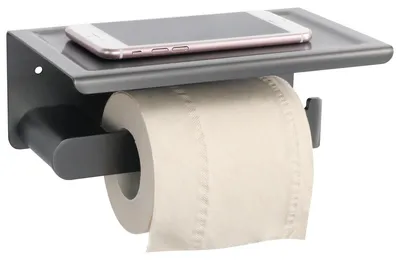 Produktbild von Toilettenpapierhalter mit Ablage, Schwarz