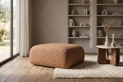 Productafbeelding van Kaiser Möbel: Hocker, zitbankje, chenillestof Cremona, lichtbruin, model GRETA