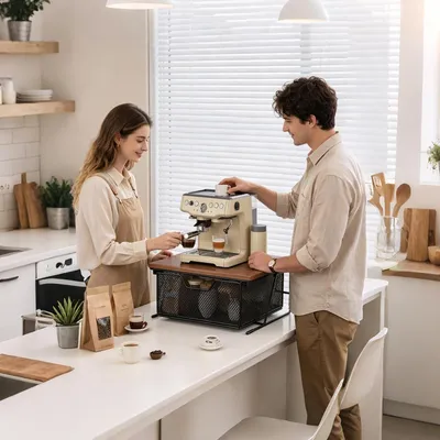 Produktbild von Platzsparendes Schubladenregal für die Arbeitsplatte mit Auszug – ausziehbare Ablage für Küche, Esszimmer, Kaffeekapseln, Snacks und Teebeutel zu Hause, in der Wohnung oder im Bauernhaus