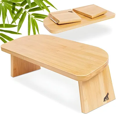 Produktbild von PolkaHome® Klappbare Meditationsbank aus Bambus, Yogahocker für tiefe Meditation, Beige