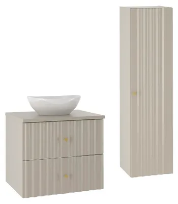 Produktbild von Waschtisch und Hängesäule 60.6cm Izae mit 2 Schubladen, Kaschmir