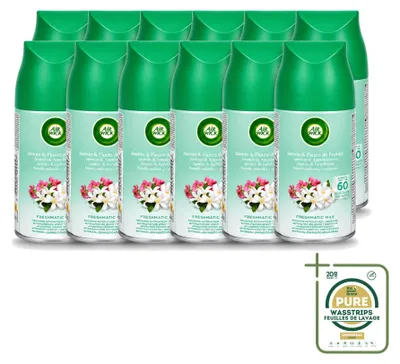 Obrázok produktu pre 12 kusov náplní do automatického osviežovača vzduchu Air Wick Freshmatic – vôňa „Jarná rosa“ – 250 ml – balenie