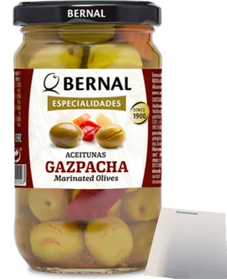 Produktbild von Bernal Especialidades Aceitunas Gazpacha Grüne Oliven (180g Glas) + usy Block