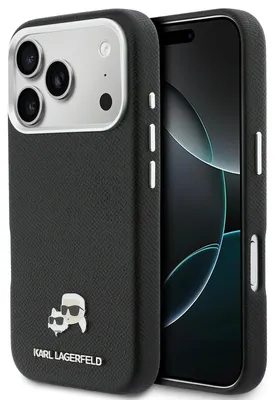 Obrázok produktu pre Puzdro Karl Lagerfeld Karl & Choupette Head Pins Saffiano MagSafe pre iPhone 17 Pro Max - čierne