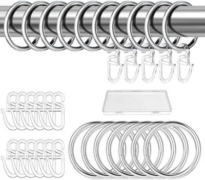 Produktbild von 30 Metall Vorhangringe silber 50 Plastikhaken Ø 30 mm