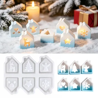 Produktbild von 6er Set Silikonformen Weihnachten für Kerzenhalter & Dekoration