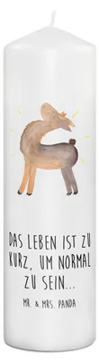 Produktbild von Mr. & Mrs. Panda Kerze Lama Stolz 29 x 8 cm XL - Weiß - Geschenk, Freundinnen, Lamas, Wachskerze, Erinnerungslicht, Erinnerungskerze, Family, Bedruckte, Familie, Freundin