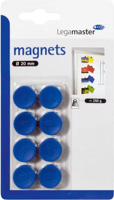 Zdjęcie produktu dla Magnes samoprzylepny 20 mm 8 sztuk niebieski Opakowanie 10 sztuk