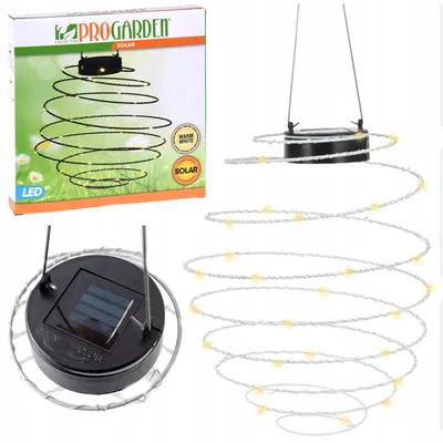 Zdjęcie produktu dla Lampki Solarne Ogrodowe Do Ogrodu Lampion Girlanda Spirala Wiszące 40 Led