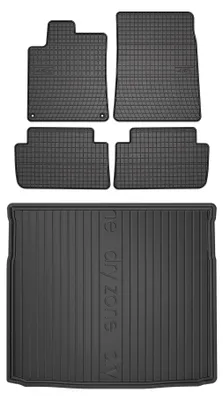 Productafbeelding van Rubberen automatten + kofferbakmat voor Peugeot 407 2004-2011 (stationwagen) – 5-delig, zwart, op maat – Wielganizator SolidPRO