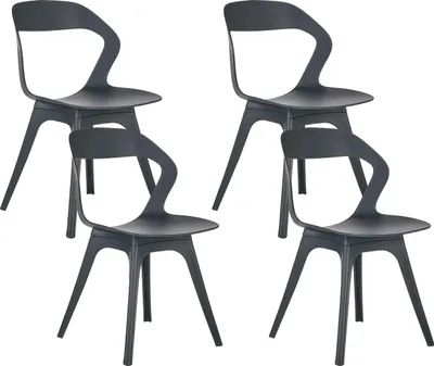 Produktbild von BELIANI Gartenstühle 2er-Set Schwarz Polypropylen Leichtgewichtiger wetterfester Kunststoff Innenbereich Außenbereich Modern