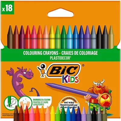 Produktbild von BIC KIDS Plastidecor Wachsmalstifte 18 Farben
