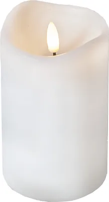 A white LED candle with a flickering flame.