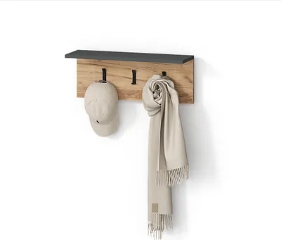 Produktbild von Wandgarderobe Livinity Ortello Anthrazit/Goldkraft Eiche 60 x 21.6 cm, Model 55902