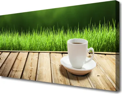 Produktbild von Tulup Leinwand-Bilder 100x50 Wandbild Canvas Kunstdruck Gras Tasse Natur