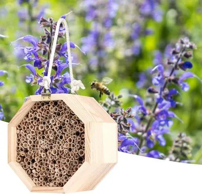 Produktbild von Famanu Insektenhaus aus Holz - Bietet Nützlingen einen sicheren Unterschlupf - 16 x 16 x 9 cm