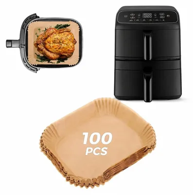 Productafbeelding van Bakpapier voor heteluchtfriteuses - Anti-aanbaklaag - 100 stuks - 21x16 cm