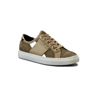 Produktbild von Armani Damen Sneaker 9252077P596 mit Glitzer und Goldeinsätzen, rutschhemmende Sohle