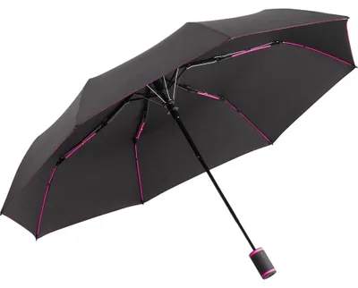 Produktbild von Fare - "AC Style" Kontrast Detail Mini Faltbarer Regenschirm LT4649 (Einheitsgröße) (Schwarz/Magenta)