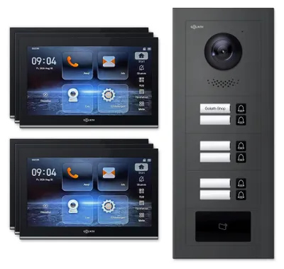 Immagine prodotto di Videocitofono IP Goliath 6-Fam RFID antracite : 10 pollici in nero : scatola da incasso Selezione monitor: 10 pollici in nero Scatola di montaggio campanello: scatola da incasso