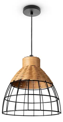 Produktbild von Rattan Pendelleuchte Wohnzimmer Tischleuchte Boho Käfig Lampe Nachttisch Metall