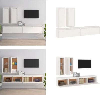 Produktbild von vidaXL TV Schränke 4 Stk. Weiß Massivholz Kiefer - TV-Schrank - TV-Schränke - TV-Schrank Holz - Hängeschrank