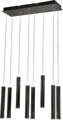 Produktbild von Fabas Luce Prado 8-flammige Pendelleuchte - 52W dimmbare LED - Mattschwarzes lineares Design