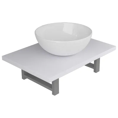 Image de Meuble de salle de bain en deux pièces Céramique Blanc