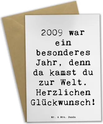 Produktbild von Mr. & Mrs. Panda Klappkarte Spruch 2009 Geburtstag - Weiß - Geschenk, weihnachtskarten, Happy Birthday, Geburtstagsgeschenk, Alter, Herzlichen Glückwunsch, vatertagskarte
