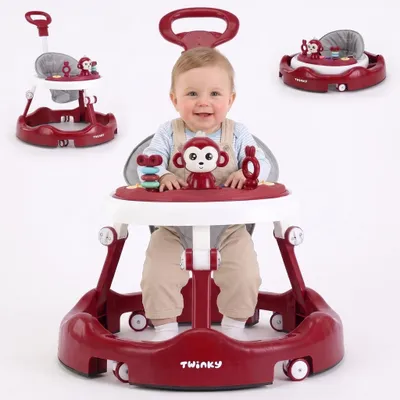 Image de Trotteur Twinky® rouge bordeaux | Trotteur avec ensemble de jeux et accessoires pour un apprentissage ludique et en toute sécurité | avec tapis de sol et poignée, Image générée par une IA