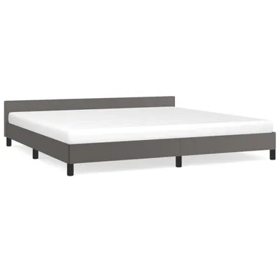 Image de vidaXL Cadre de lit avec tête de lit sans matelas Gris 200x200 cm