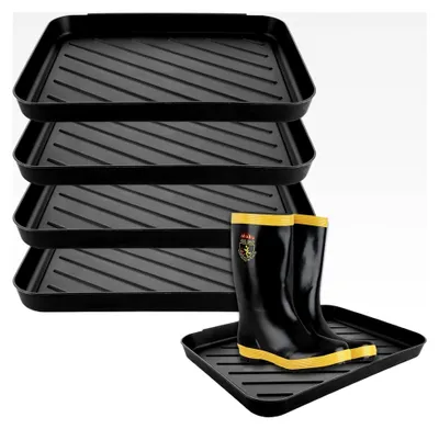 Produktbild von 4er Set große Schuhabtropfschalen, 40 x 30 x 3,5 cm, wasserdichte Schuhwanne mit erhöhtem Rand für Regen, Herbst und Winter, für Haus und Garten