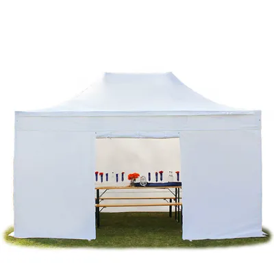 Produktbild von TOOLPORT 3x4,5m Aluminium Faltpavillon, inkl. 4 Seitenteile, weiß