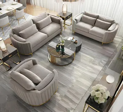 Immagine prodotto di Divano a tre posti imbottito design divano 3 posti camera grigio chesterfield nuovo