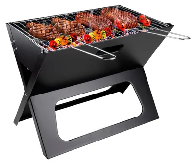 Obrázek produktu pro Přenosný gril, skládací, s odnímatelnou ohništěm a grilovací mřížkou, černý