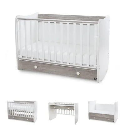 Produktbild von Lorelli Babybett Dream 70 x 140 cm umbaubar Kinderbett Schaukelbett Schreibtisch weiß grau