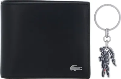 Produktbild von LACOSTE Leder Geldbörse Schlüsselanhänger FG Billfold Key Ring Box Noir KR Croc Marine schwarz