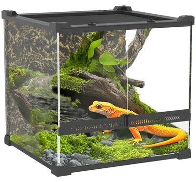 Produktbild von PawHut Terrarium für Reptilien Glasterrarium 24L mit Frontbelüftung Schwarz