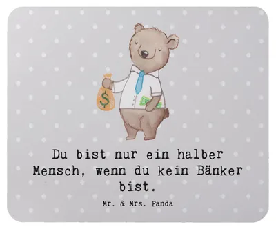 Produktbild von Mr. & Mrs. Panda Mousepad Bänker Herz - Grau Pastell - Geschenk, mousematte, Beruf, Mouse Pad, Witzig, Spruch, computer mauspad, laptop, Ausbildung, Lustig