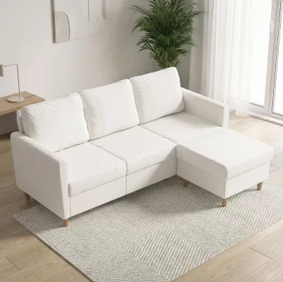 Modulares 3-Sitzer-Ecksofa mit Schlaffunktion, 195x150x87 cm, weiß